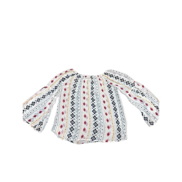 Yahada Womens Off Shoulder Blouse Large Boho Ethnic Bell Sleeve Off White - Picture 7 of 7